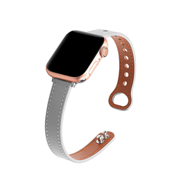 Apple Watch 38mm | Apple Watch (38/40/SE/41/42mm) - ADENA™ Classic Læder Urrem - Grå - DELUXECOVERS.DK