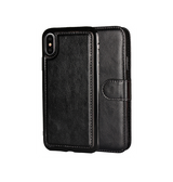 iPhone X / XS | iPhone X/Xs - Vintage 2-In-1 Læder Etui M. Aftageligt Cover - Sort/Grå - DELUXECOVERS.DK