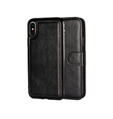 iPhone XS Max | iPhone XS Max - Vintage 2-i-1 Læder Etui M. Aftageligt Cover - Sort/Grå - DELUXECOVERS.DK