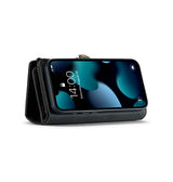 iPhone 13 Pro | iPhone 13 Pro - CASEME™ 2-I-1 Ægte Læder Multietui M. Pung - Sort - DELUXECOVERS.DK
