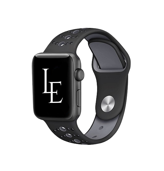 Apple Watch 42mm | Apple Watch (42/44/SE/45mm & Ultra) - L'Empiri™ Silikone Sportsrem - Sort/Grå - DELUXECOVERS.DK