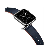 Apple Watch 42mm | Apple Watch (42/44/SE/45/46/49mm) - FINESSE Ægte Læder Rem - Navy - DELUXECOVERS.DK
