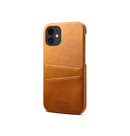iPhone 12 Mini | iPhone 12 Mini - NX Design™ Læder Cover M. Kortholder - Lysebrun - DELUXECOVERS.DK