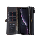 iPhone XR | iPhone XR - CASEME™ 2-I-1 Ægte Læder Multietui M. Pung - Sort - DELUXECOVERS.DK