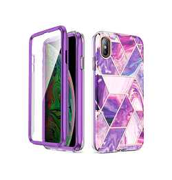 iPhone XS Max | iPhone XS Max - UNIQ™ FULL 360° Marble Silikone Cover - LIlla - DELUXECOVERS.DK