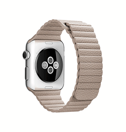 Apple Watch 38mm | Apple Watch (38/40/SE/41mm) - Valence™ Magnetisk Loop Læder Rem - Beige - DELUXECOVERS.DK
