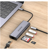 Adapter | AMALINK™ | Multihub USB-C til 2xUSB-A / 1xUSB-C / SD/TF / Ethernet - Grå - DELUXECOVERS.DK
