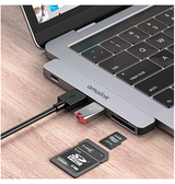 Adapter | AMALINK™ | Adapter 2x USB-C til 2 x USB-A / 1 x USB-C / SD/TF Kort - Grå - DELUXECOVERS.DK