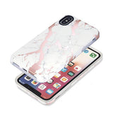 iPhone XS Max | iPhone XS Max - SPARKLE Pilion Marble Cover - Hvid / Rose - DELUXECOVERS.DK