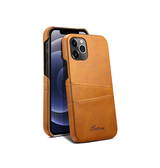 iPhone 12 Pro Max | iPhone 12 Pro Max - NX Design™ Læder Cover M. Kortholder - Lysebrun - DELUXECOVERS.DK
