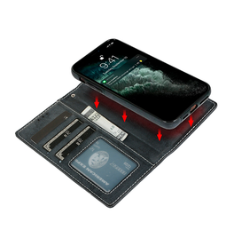 iPhone 13 Pro Max | iPhone 13 Pro Max - Vintage 2-In-1 Læder Etui M. Aftageligt Cover - Sort/Grå - DELUXECOVERS.DK