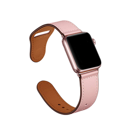 Apple Watch 38mm | Apple Watch (38/40/SE/41/42mm) - FINESSE Ægte Læder Rem - Rose - DELUXECOVERS.DK