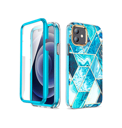 iPhone 12 Mini | iPhone 12 Mini - UNIQ™ FULL 360° Marble Silikone Cover - Koboltblå - DELUXECOVERS.DK