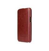 iPhone 12 Pro Max | iPhone 12 Pro Max - Fierre Shann™ Vertikal Ægte Læder Flipcover - Rød - DELUXECOVERS.DK