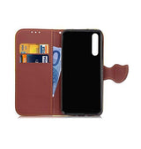 Huawei P20 | Huawei P20 - Læder Flipcover Etui M. Bladlukning - Sort / Brun - DELUXECOVERS.DK