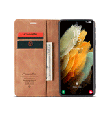 Samsung Galaxy S21 | Samsung Galaxy S21 5G - CaseMe™ Noble Læder Etui / Pung - Brun - DELUXECOVERS.DK