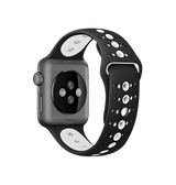 Apple Watch 42mm | Apple Watch (42/44/SE/45mm & Ultra) - L'Empiri™ Silikone Sportsrem - Sort/Hvid - DELUXECOVERS.DK