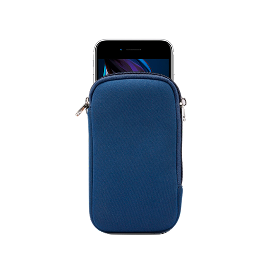 iPhone 5 / 5S / SE | iPhone 5/5S/SE - Simple Nylon Sleeve Etui M. Lynlås - Navy / Blå - DELUXECOVERS.DK
