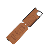 iPhone 12 | iPhone 12 - Fierre Shann™ Vertikal Ægte Læder Flipcover - Rød - DELUXECOVERS.DK