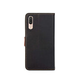 Huawei P20 | Huawei P20 - Læder Flipcover Etui M. Bladlukning - Sort / Brun - DELUXECOVERS.DK