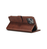iPhone 14 Max | iPhone 14 Plus - LC.IMEEKE™ Læder Cover M. Kortholder - Brun - DELUXECOVERS.DK