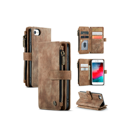 iPhone 7 / 8 / SE (2020/2022) | iPhone 7/8/SE(2020/2022) - CaseMe™ Multifunktionel Læder Etui / Pung - Brun - DELUXECOVERS.DK