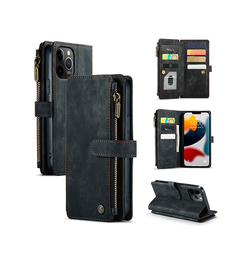 iPhone 12 Pro | iPhone 12 Pro - CaseMe™ Multifunktionel Læder Etui / Pung - Sort - DELUXECOVERS.DK