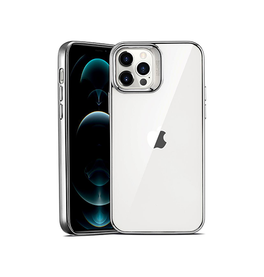 iPhone 12 Pro | iPhone 12 Pro - ESR Pietet™ Tyndt Silikone Cover - M. Sølv Kant - DELUXECOVERS.DK