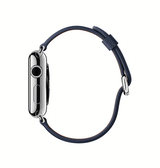 Apple Watch 38mm | Apple Watch (38/40/SE/41mm) - Deluxe™ Classic Ægte Læder Rem - Navy - DELUXECOVERS.DK