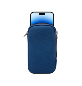 iPhone 14 Pro | iPhone 14 Pro - Simple Nylon Sleeve Etui M. Lynlås - Navy / Blå - DELUXECOVERS.DK