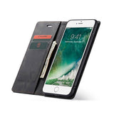 iPhone 7/8 Plus | iPhone 7/8 Plus - CaseMe™ Noble Læder Etui / Pung - Sort - DELUXECOVERS.DK