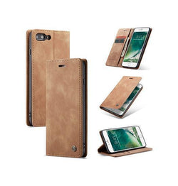 iPhone 7/8 Plus | iPhone 7/8 Plus - CaseMe™ Vintage Læder Etui / Pung - Brun - DELUXECOVERS.DK