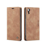iPhone XR | iPhone XR - CaseMe™ Noble Læder Etui / Pung - Brun - DELUXECOVERS.DK
