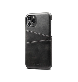iPhone 11 Pro Max | iPhone 11 Pro Max - NX Design™ Læder Cover M. Kortholder - Sort - DELUXECOVERS.DK