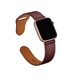 Apple Watch 38mm | Apple Watch (38/40/SE/41mm) - FINESSE Ægte Læder Rem - Rød - DELUXECOVERS.DK
