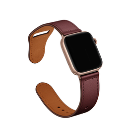 Apple Watch 38mm | Apple Watch (38/40/SE/41/42mm) - FINESSE Ægte Læder Rem - Rød - DELUXECOVERS.DK