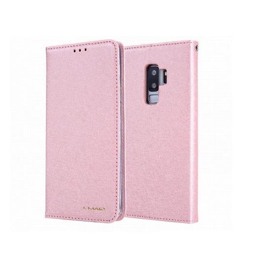 Samsung Galaxy S9+ | Samsung Galaxy S9+ (Plus) - CMAIS Stof Flipcover Etui - Rosa/Guld - DELUXECOVERS.DK