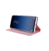 Samsung Galaxy S9+ | Samsung Galaxy S9+ (Plus) - CMAIS Stof Flipcover Etui - Rosa/Guld - DELUXECOVERS.DK