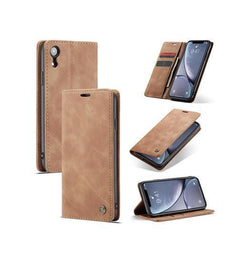 iPhone XR | iPhone XR - CaseMe™ Vintage Læder Etui / Pung - Brun - DELUXECOVERS.DK