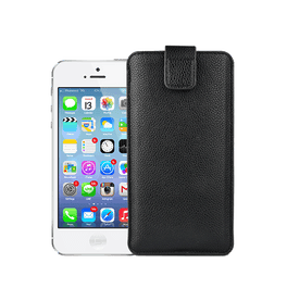 iPhone 5 / 5S / SE | iPhone 5/5s/SE - Verona Læder Sleeve M. Lukning - Black Onyx - DELUXECOVERS.DK