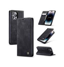 iPhone 14 Pro | iPhone 14 Pro - CaseMe™ Vintage Læder Etui/Pung - Sort - DELUXECOVERS.DK