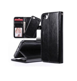iPhone 7 / 8 / SE (2020/2022) | iPhone 7/8/SE(2020/2022) - Vintage 2-In-1 Læder Etui M. Aftageligt Cover - Sort/Grå - DELUXECOVERS.DK