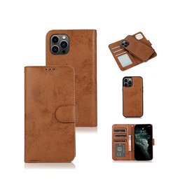 iPhone 13 Pro | iPhone 13 Pro - Vintage 2-In-1 Læder Etui M. Aftageligt Cover - Brun - DELUXECOVERS.DK