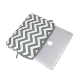 Macbook Sleeve | MacBook 12" - LiSEN™ - Wavy Canvas Sleeve - Grå/Hvid - DELUXECOVERS.DK