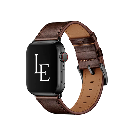 Apple Watch 42mm | Apple Watch (42/44/SE/45mm & Ultra) -  L'Empiri™ Verona Ægte Læder Rem - Mørkebrun - DELUXECOVERS.DK