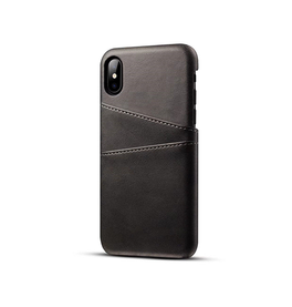 iPhone X / XS | iPhone X/Xs - NX Design Læder Cover M. Kortholder - Sort - DELUXECOVERS.DK