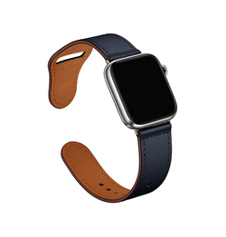 Apple Watch 42mm | Apple Watch (42/44/SE/45mm & Ultra) - FINESSE Ægte Læder Rem - Navy - DELUXECOVERS.DK