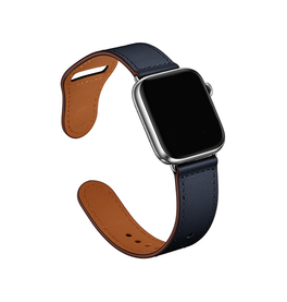 Apple Watch 38mm | Apple Watch (38/40/SE/41/42mm) - FINESSE Ægte Læder Rem - Navy - DELUXECOVERS.DK