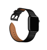 Apple Watch 42mm | Apple Watch (42/44/SE/45mm & Ultra) -  L'Empiri™ Verona Ægte Læder Rem - Mat Sort - DELUXECOVERS.DK