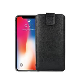 iPhone X / XS | iPhone X/Xs - Verona Læder Sleeve M. Lukning - Black Onyx - DELUXECOVERS.DK